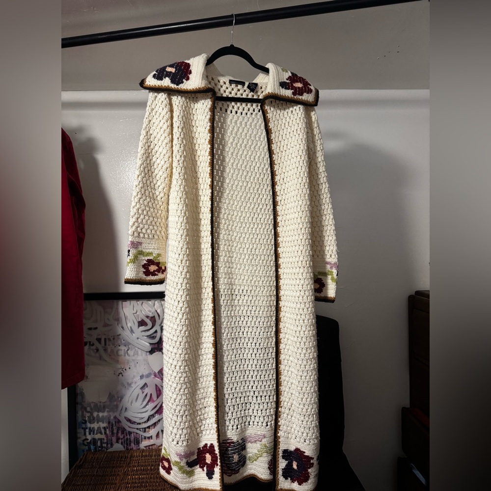Moda International Cream and Brown Knit Cardigan